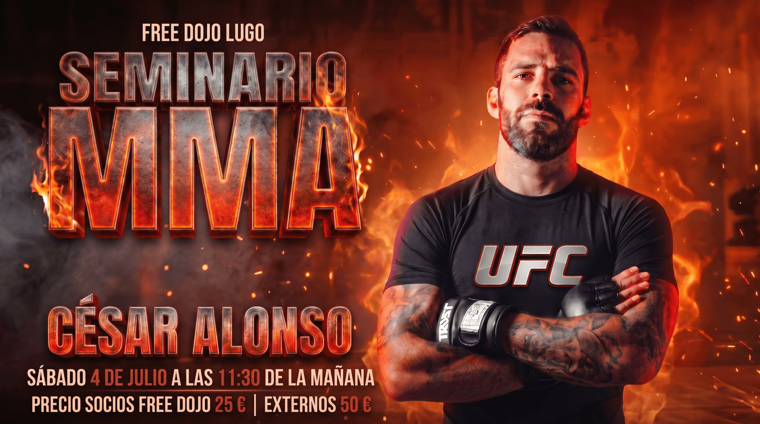 Reserva tu plaza para el seminario de artes marciales mixtas, que impartirá césar alonso en lugo galicia