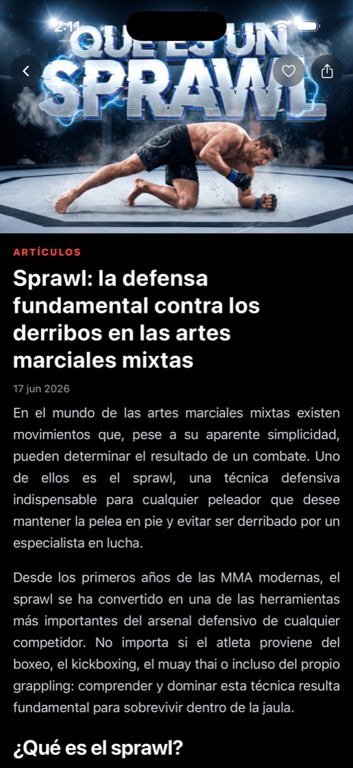 Lista de episodios del podcast de deporte de contacto en la aplicación