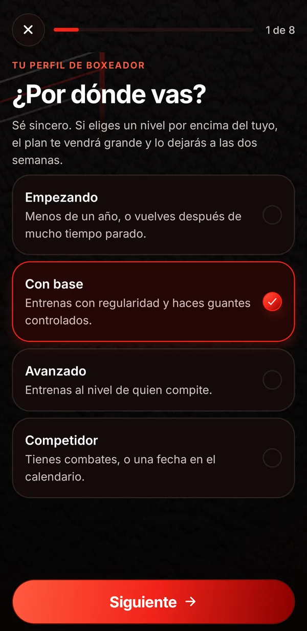 Cuestionario de boxing coach: ¿por dónde vas?