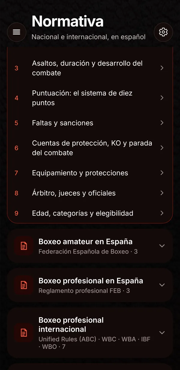 Normativa de boxeo olímpico y amateur
