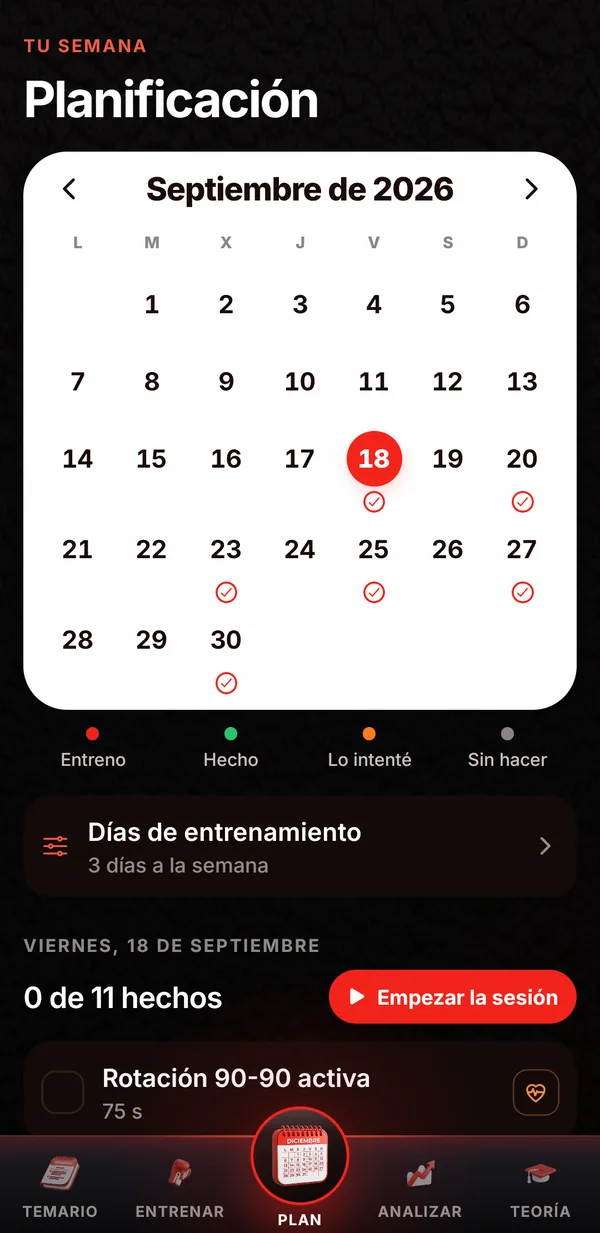 Planificación con el calendario del mes