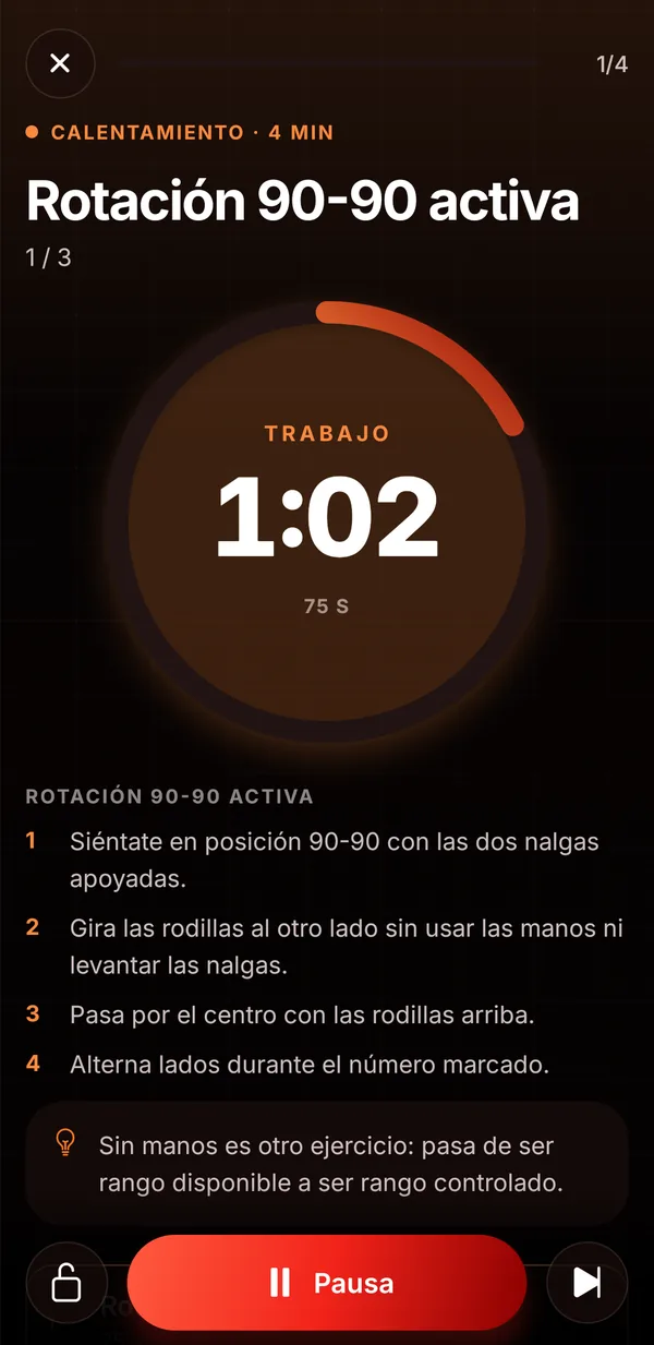 Sesión guiada por asaltos con el reloj de trabajo