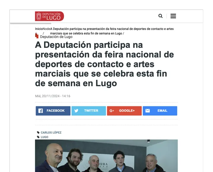 Nota de la deputación de lugo sobre la presentación del dojo arena