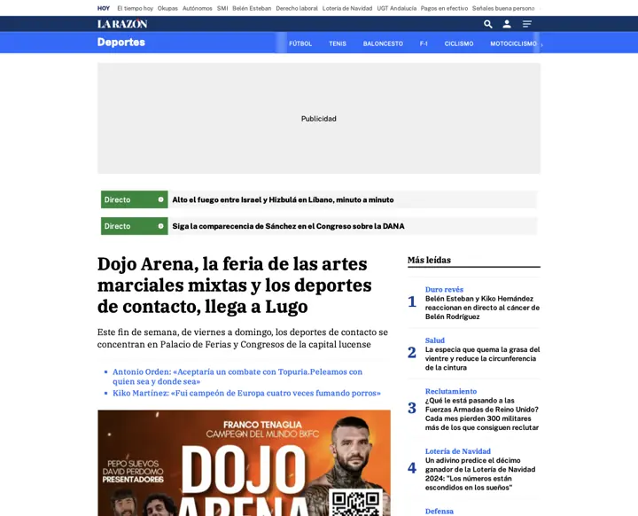 Recorte de la razón sobre el dojo arena