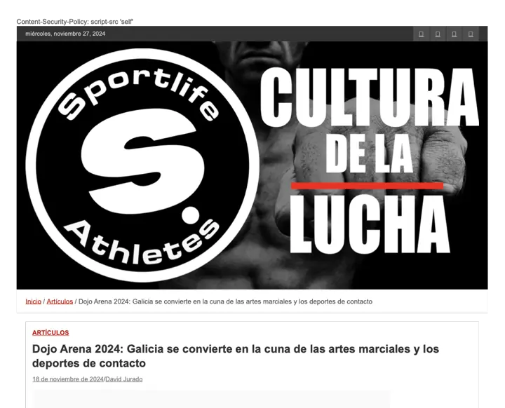 Recorte de sport life sobre el dojo arena