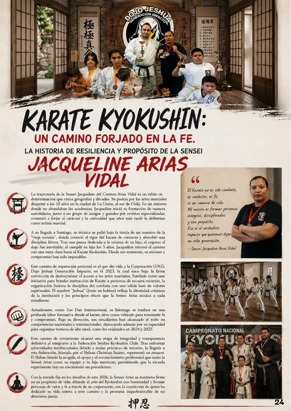 Página de mundo marcial sobre la sensei jacqueline arias vidal y el dojo jeshua