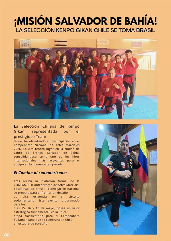 Página de mundo marcial sobre la selección kenpo gikan chile