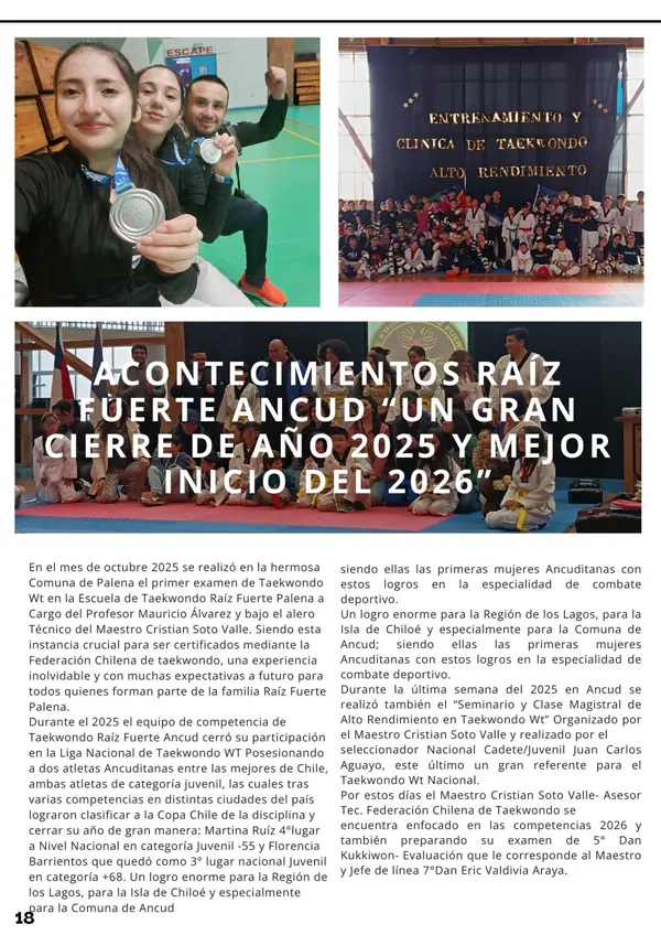 Página de mundo marcial sobre la escuela de taekwondo raíz fuerte de ancud