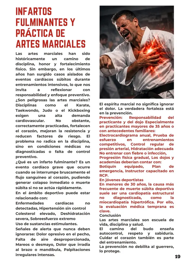 Página 19 de mundo marcial de febrero de 2026: infartos fulminantes y práctica de artes marciales