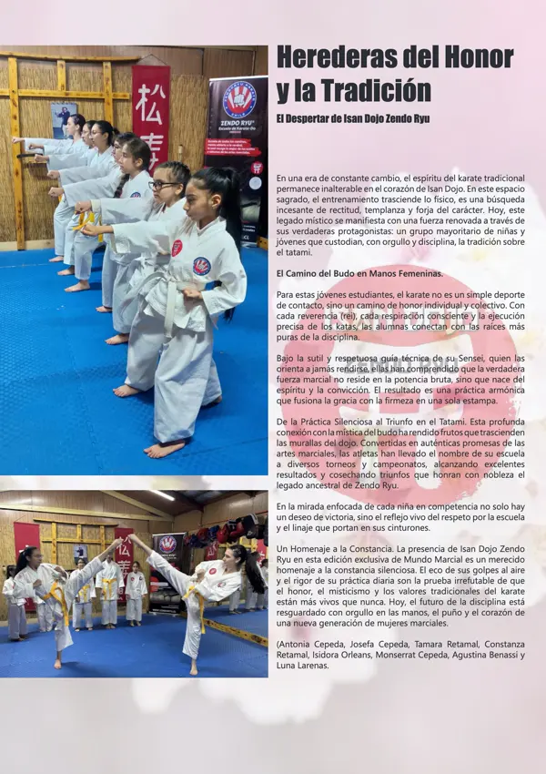 Página de mundo marcial sobre las alumnas de isan dojo zendo ryu