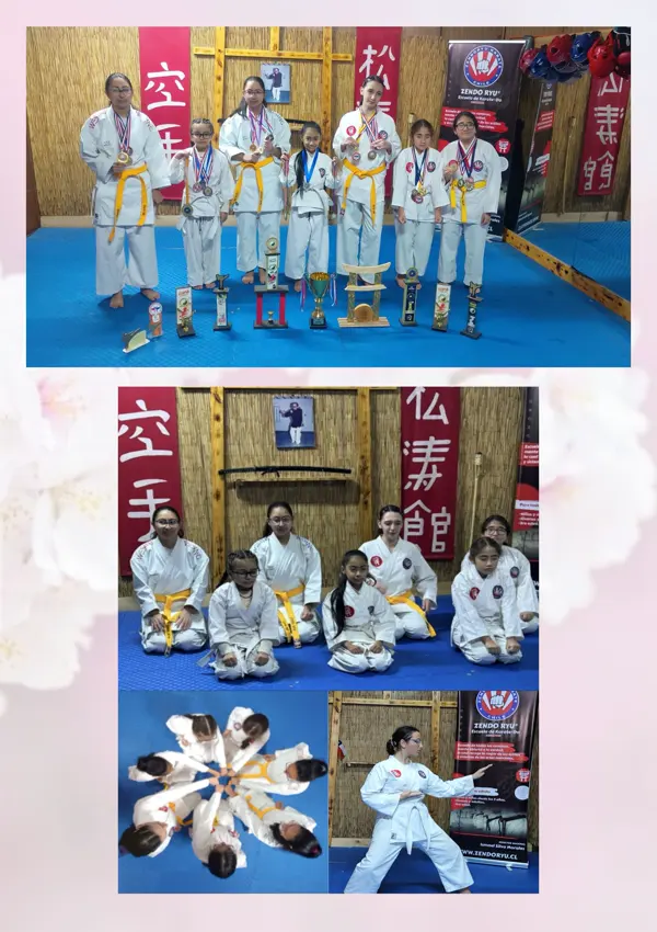 Página de fotos de las karatecas de isan dojo zendo ryu con sus medallas y trofeos