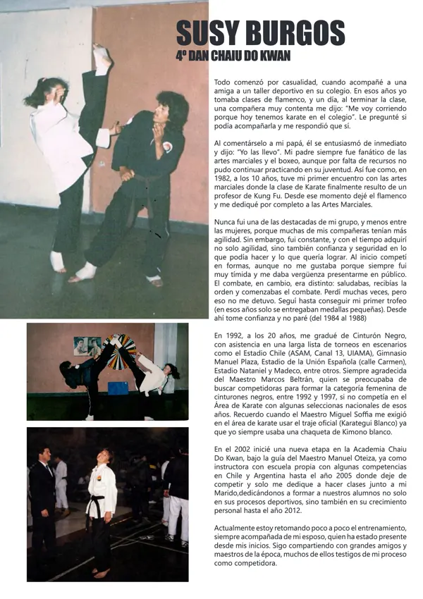 Página de mundo marcial con la historia y las fotos de competición de susy burgos