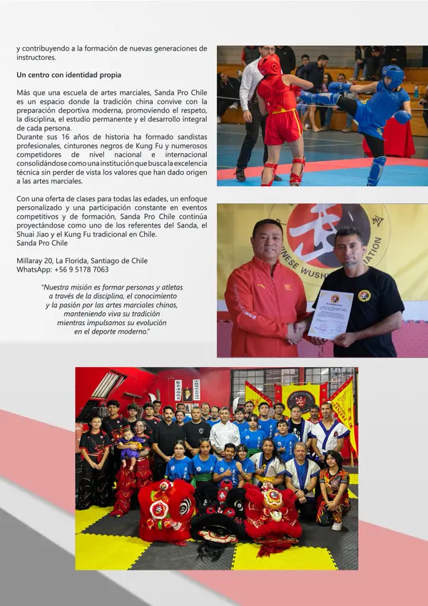 Página de mundo marcial con la misión de sanda pro chile