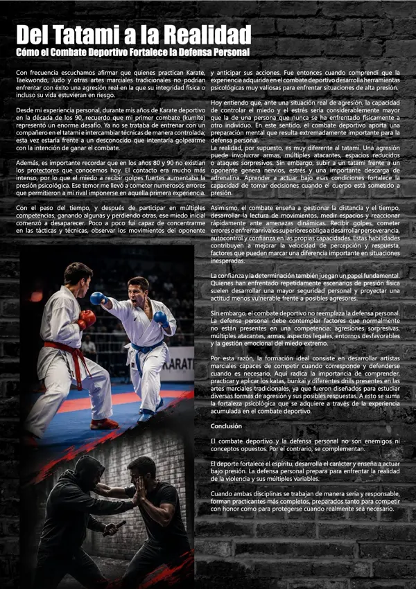 Página de mundo marcial de julio de 2026 con el artículo del tatami a la realidad