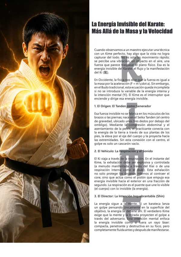 Página de mundo marcial de julio de 2026 sobre el kime y la energía invisible del karate