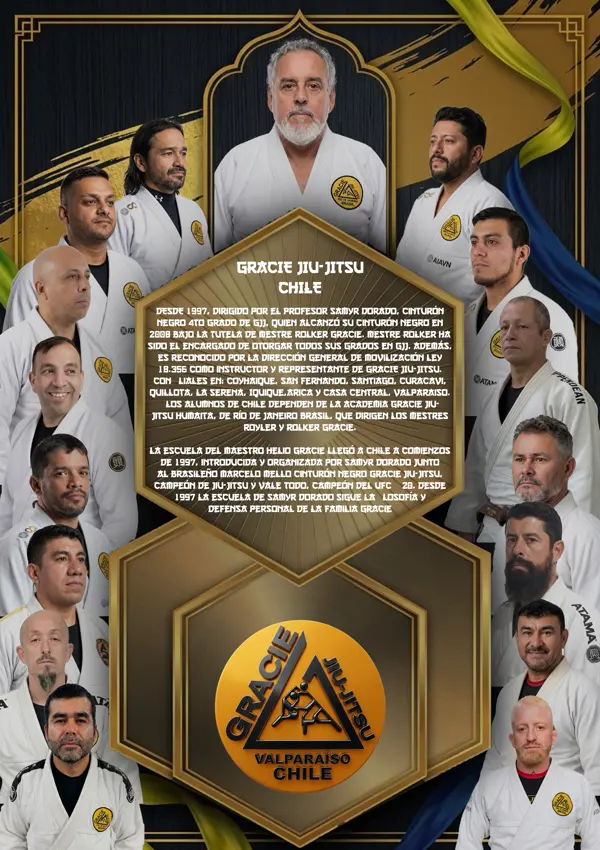 Contraportada de mundo marcial con los instructores de gracie jiu-jitsu chile