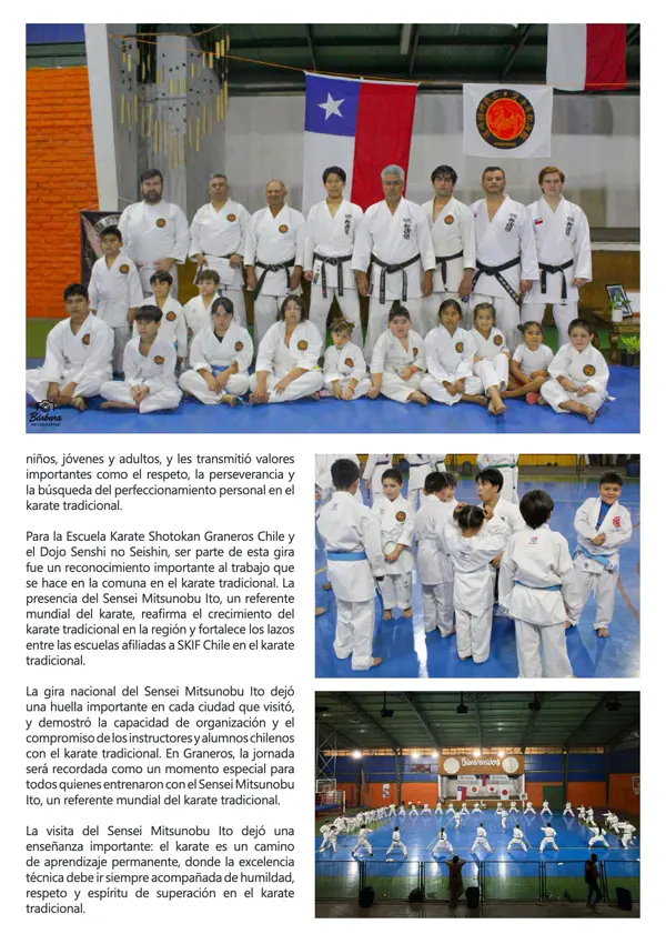 Página de mundo marcial con fotos del entrenamiento con mitsunobu ito en graneros