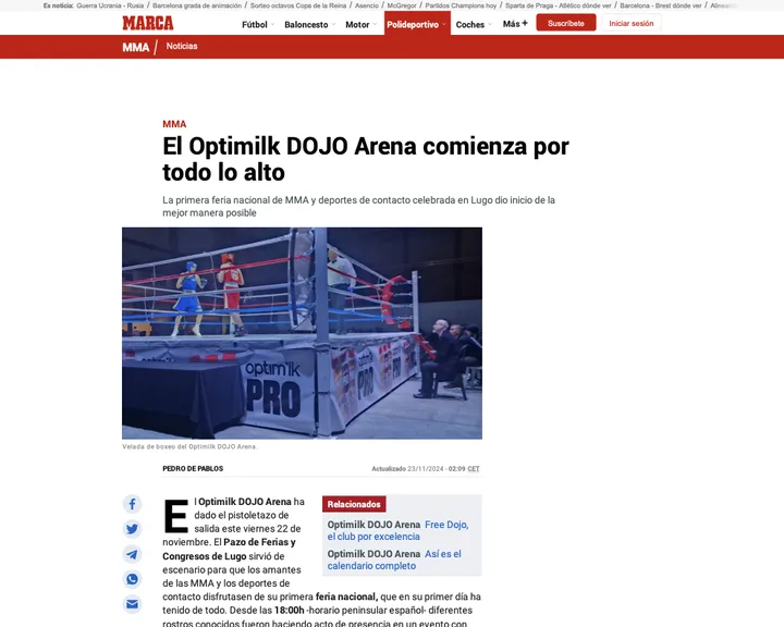 Recorte de marca: el optimilk dojo arena comienza por todo lo alto
