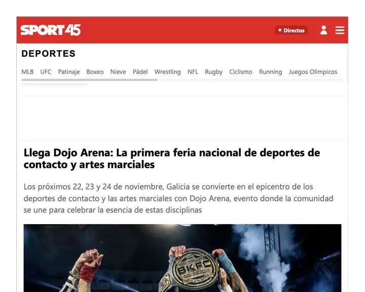 Recorte de sport sobre el dojo arena