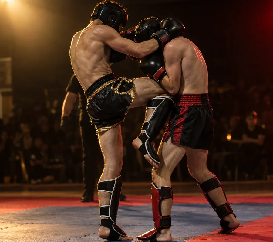 K1 light: rodillazo controlado al cuerpo con casco y espinilleras