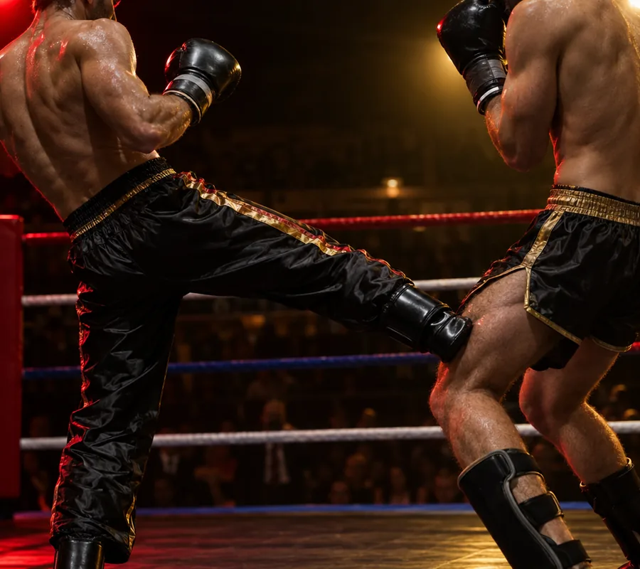 Low kick en el ring: patada baja al muslo del rival