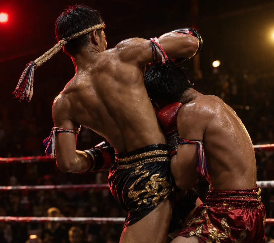 Muay thai en el ring: codazo en el clinch con mongkol y prajiad