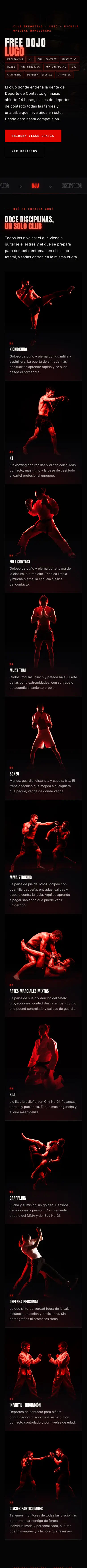 La misma web de free dojo lugo vista en un móvil