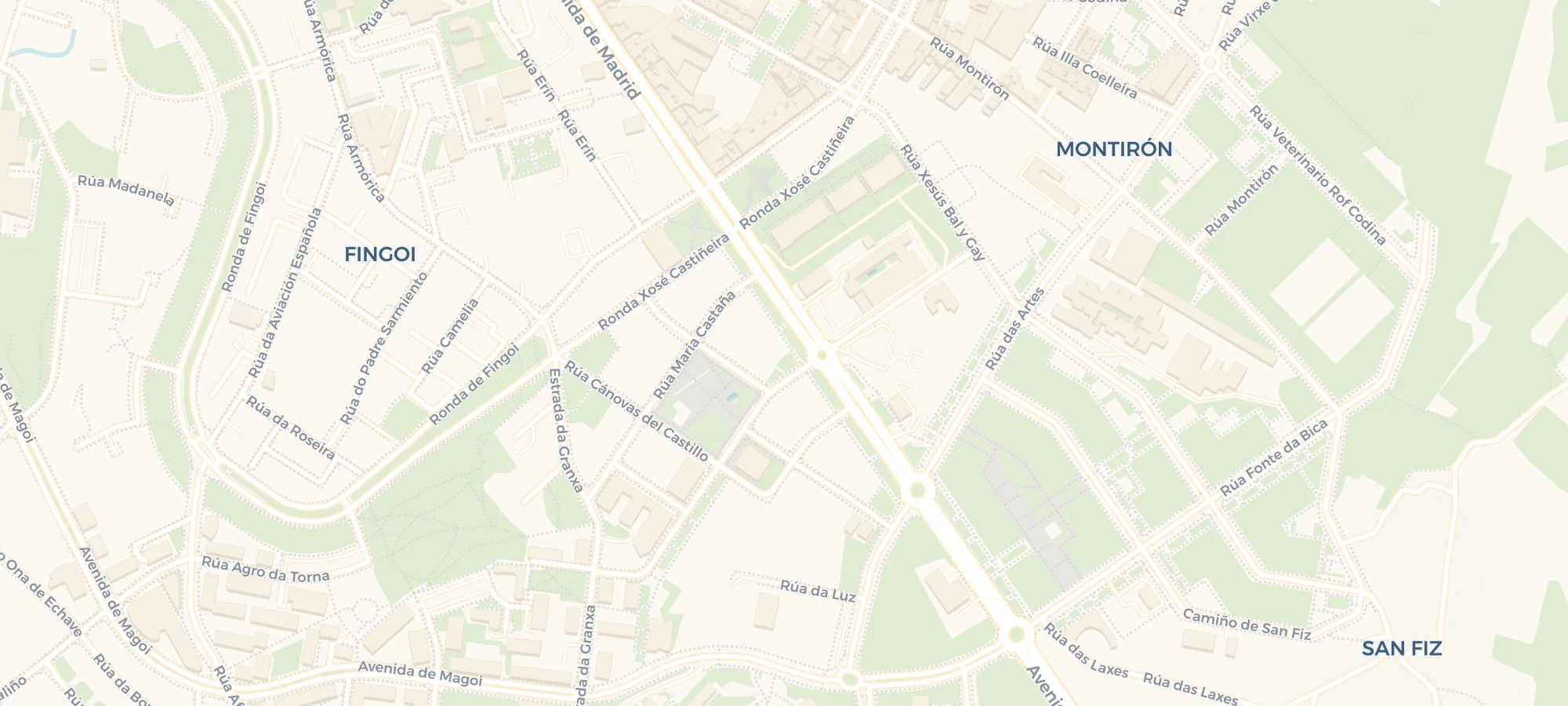 Mapa de la ubicación de free dojo lugo, en la calle antonio rosón 1, plaza de aguas férreas, 27002 lugo