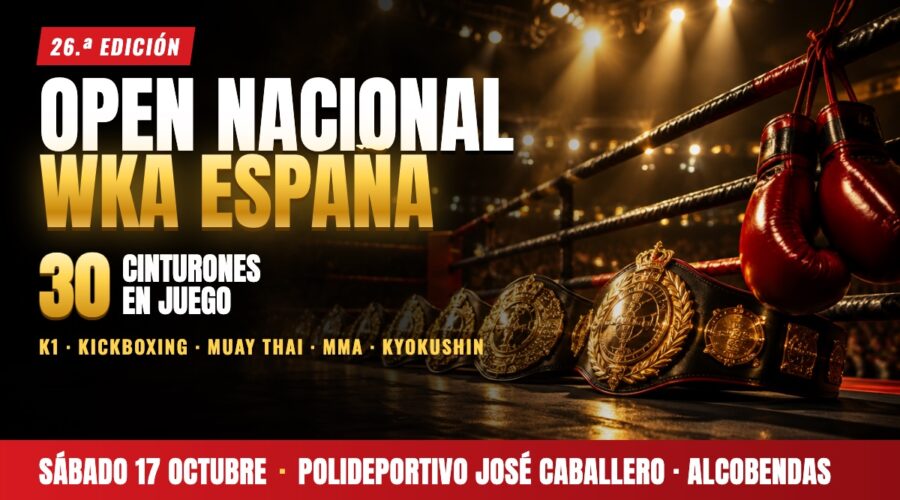 El 26.º Open Nacional WKA pone 30 cinturones en juego en Alcobendas el 17 de octubre