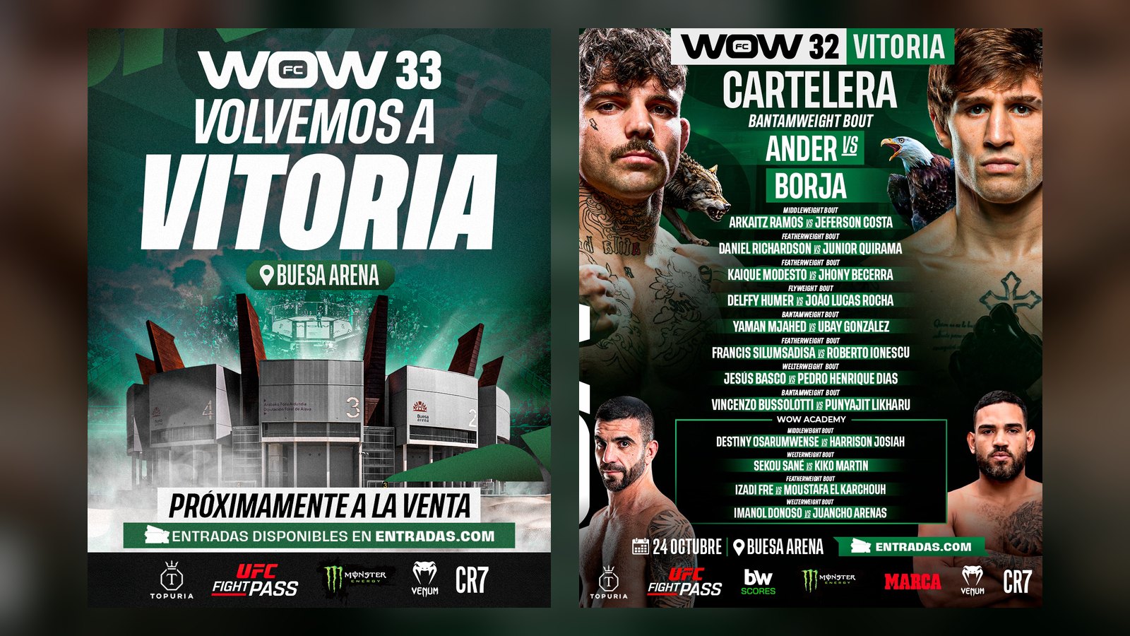 Wow 33 vitoria: ander sánchez contra borja garcía en el buesa arena